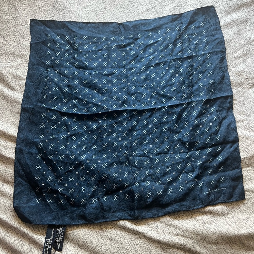 Vintage Polo Ralph Lauren Blue Patterned Pocket Square